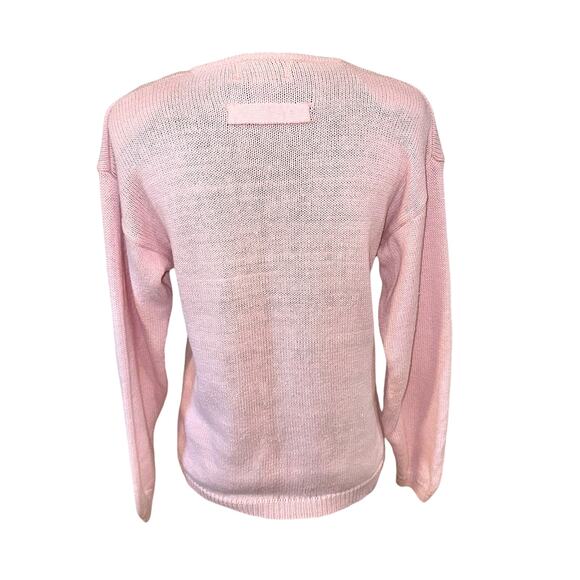 Vtg Club Sportif De Paris Pullover Sweater Size M Pink V Neck Floral Buttons - Picture 3 of 13